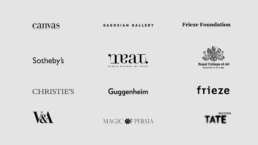 Image showcasing on a light grey background how the final MEAT logo sits amongst the global players.