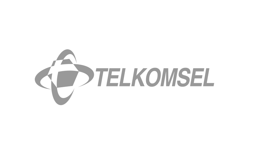 Grey coloured logo of Telkomsel.