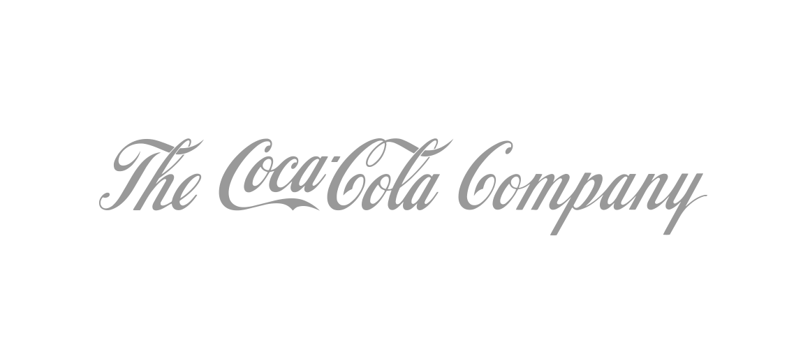 Grey coloured logo of CocaCola.