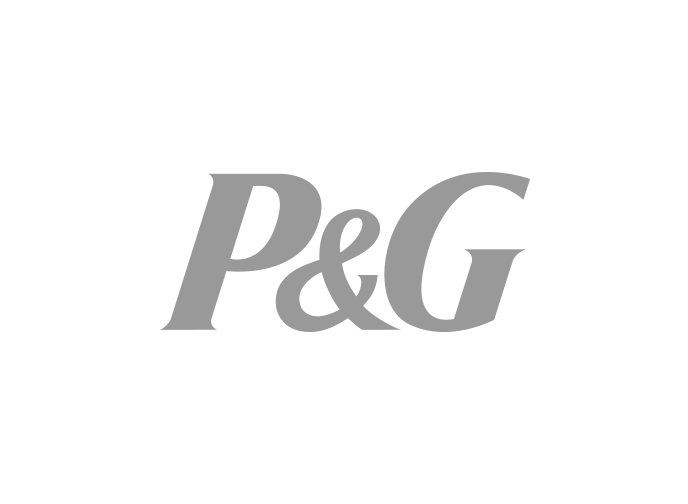 Grey coloured logo of P&G.